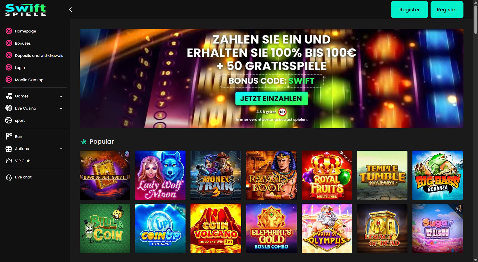 1. Swiftspiele – Beste Aircash Casino-Auswahl